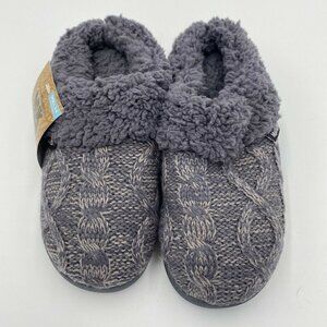 Muk Luks Women's Moccasin Memory Foam Slippers Gray Sherpa Slip On Size 5-6 New
